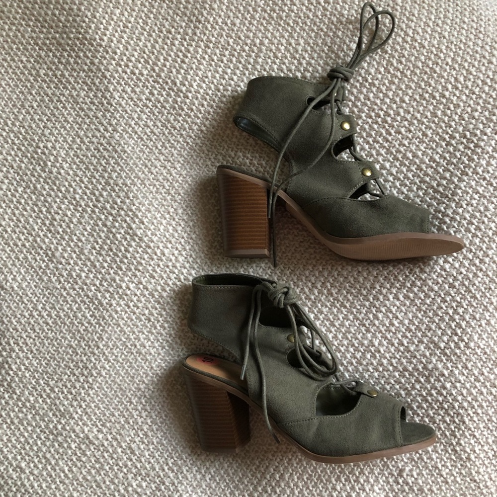 Green lace up heels